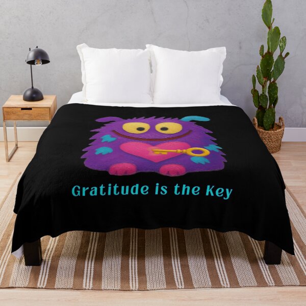 Item preview, Gratitude Is the Key - Cute Purple Monster designed and sold by PatykArt.