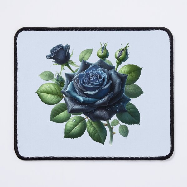 Item preview, Dark Blue Rose with Water Drops Floral Illustration designed and sold by SweetLilith.
