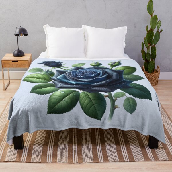 Item preview, Dark Blue Rose with Water Drops Floral Illustration designed and sold by SweetLilith.