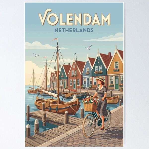 Item preview, Experience Coastal Village of Volendam in Netherlands Travel Art designed and sold by turtlestart.