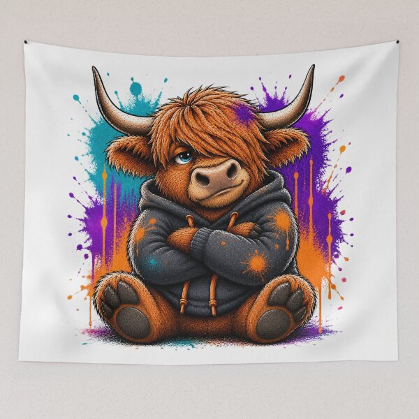 Item preview, Graffiti Highland Cow designed and sold by Thor-stone.