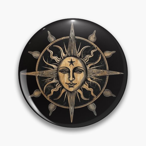 Item preview, Vintage Celestial Mystic Sun - Gold Tarot Woodcut Mandala designed and sold by 63Hotpeppers.