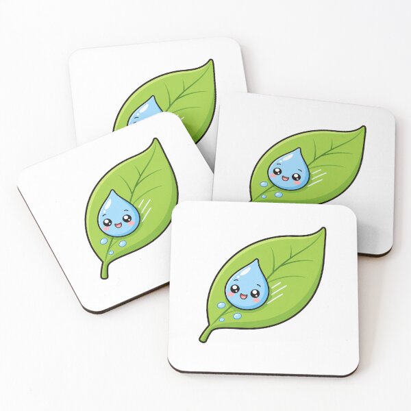 Item preview, Cute Kawaii Water Drop Sliding On Green Leaf designed and sold by Seculinator.