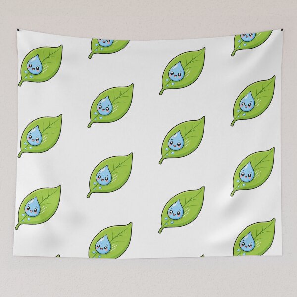 Item preview, Cute Kawaii Water Drop Sliding On Green Leaf designed and sold by Seculinator.