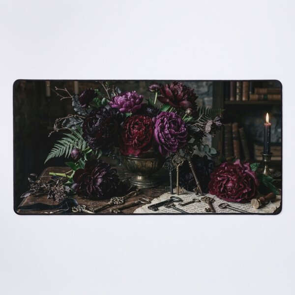 Item preview, Gothic Peonies & Antique Keys designed and sold by NocturnBotany.