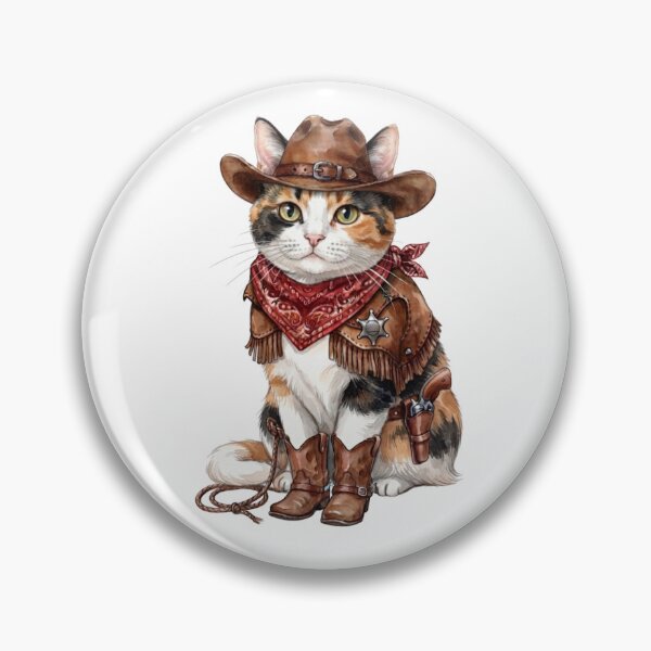 Item preview, Calico Cat Cowboy ver. - Cute Western Sheriff Art designed and sold by Minuet-Misha.