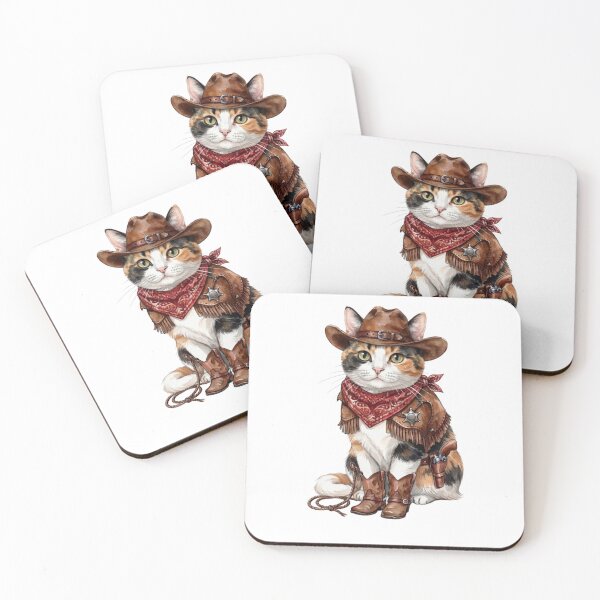Item preview, Calico Cat Cowboy ver. - Cute Western Sheriff Art designed and sold by KittyClosetStore.