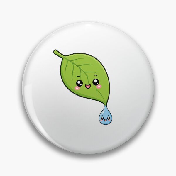 Item preview, Cute Kawaii Smiling Leaf Dripping Water Drop Character designed and sold by Seculinator.