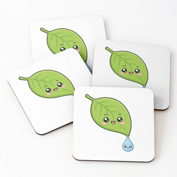 Item preview, Cute Kawaii Smiling Leaf Dripping Water Drop Character designed and sold by Seculinator.