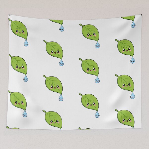 Item preview, Cute Kawaii Smiling Leaf Dripping Water Drop Character designed and sold by Seculinator.