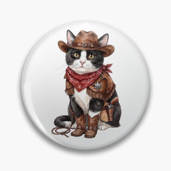 Item preview, Tuxedo Cat Cowboy ver. - Cute Western Sheriff Art designed and sold by Minuet-Misha.