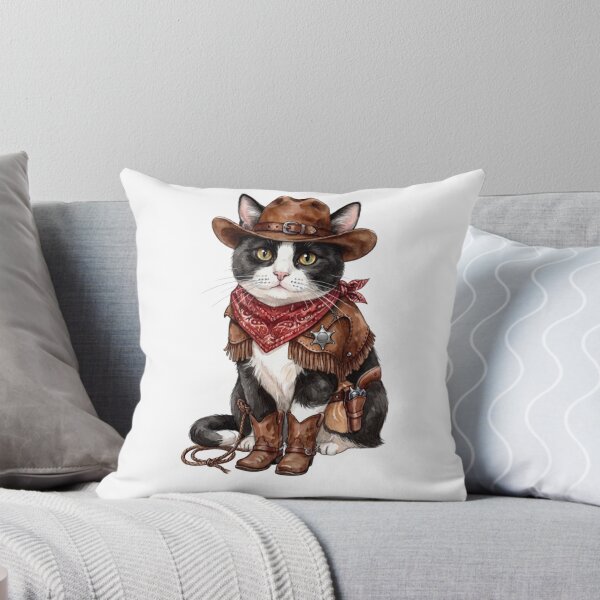 Item preview, Tuxedo Cat Cowboy ver. - Cute Western Sheriff Art designed and sold by Minuet-Misha.