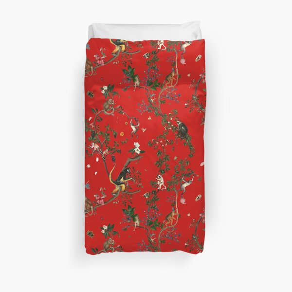 Monkey World Red Duvet Cover