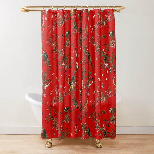 Monkey World Red Shower Curtain