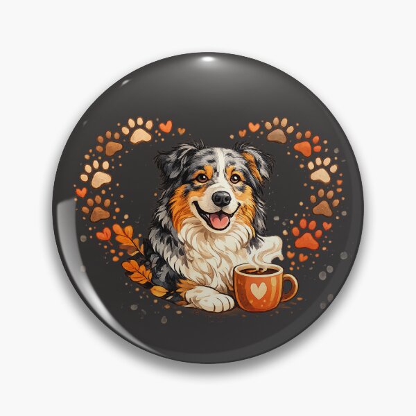 Item preview, Cute Australian Shepherd Heart | Paw Print Love Dog Illustration designed and sold by Golden Era Studio.