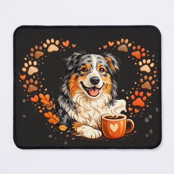 Item preview, Cute Australian Shepherd Heart | Paw Print Love Dog Illustration designed and sold by Golden Era Studio.