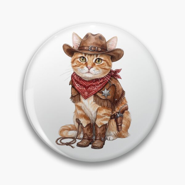 Item preview, Orange Tabby Cat / Ginger Cat Cowboy ver. - Cute Western Sheriff Art designed and sold by Minuet-Misha.