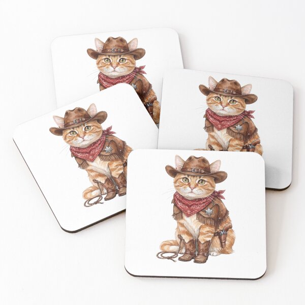 Item preview, Orange Tabby Cat / Ginger Cat Cowboy ver. - Cute Western Sheriff Art designed and sold by Minuet-Misha.
