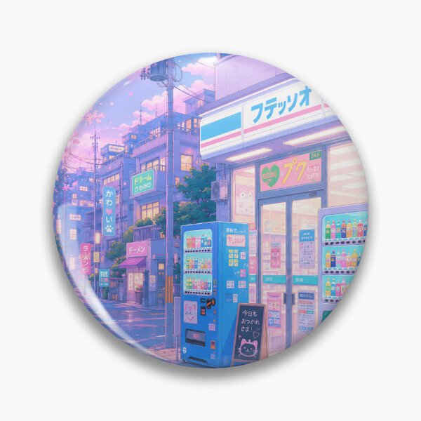 Item preview, dreamy pastel japanese street ~ kawaii anime cityscape ~ sakura night designed and sold by Mypixieart.