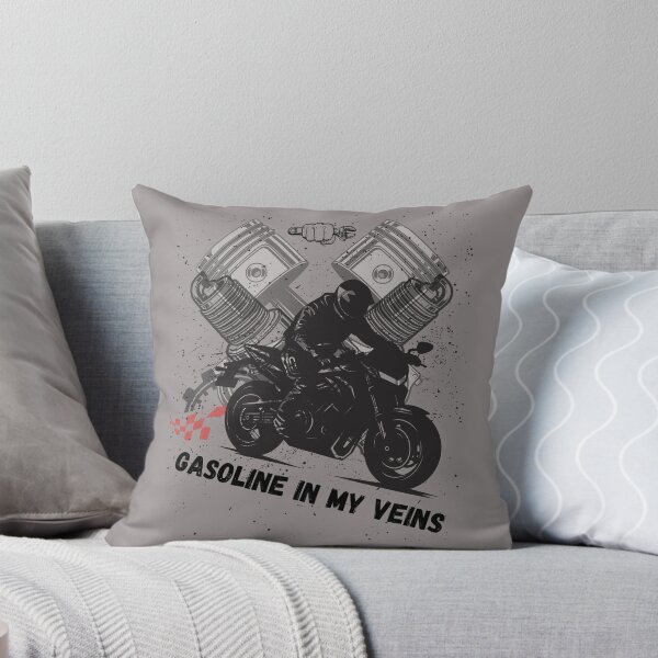 Item preview, Gasoline In My Veins Retro Biker Motorcycle designed and sold by AhmadAnnaPrints.