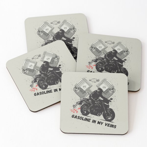 Item preview, Gasoline In My Veins Retro Biker Motorcycle designed and sold by AhmadAnnaPrints.