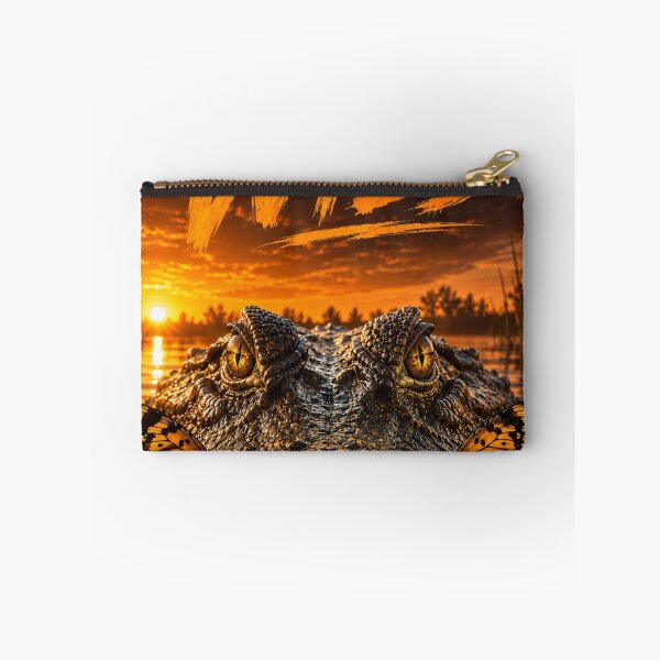 Aperçu de l'œuvre Un crocodile en paix avec des papillons orange créée et vendue par JBXDesigner.