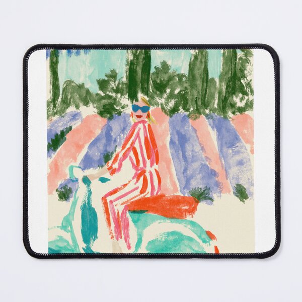 Item preview, Woman on a Vespa in Provence Lavender Fields | Colorful Mediterranean Travel Illustration designed and sold by Ramona-Gliga.