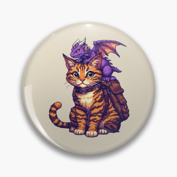 Item preview, Adventure Cat with Tiny Dragon Passenger - Fantasy Pixel Art designed and sold by thepixelcloset.