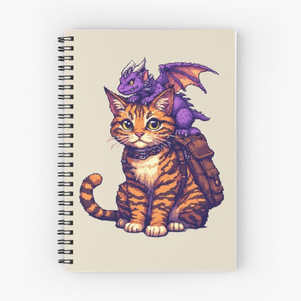 Item preview, Adventure Cat with Tiny Dragon Passenger - Fantasy Pixel Art designed and sold by thepixelcloset.