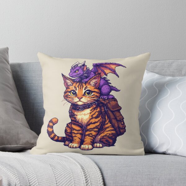 Item preview, Adventure Cat with Tiny Dragon Passenger - Fantasy Pixel Art designed and sold by thepixelcloset.