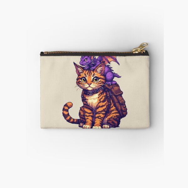 Item preview, Adventure Cat with Tiny Dragon Passenger - Fantasy Pixel Art designed and sold by thepixelcloset.