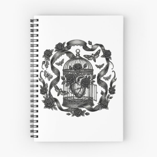 Item preview, Gothic Anatomical Heart in a Birdcage with Roses and Moths - Dark Romance Art designed and sold by SipWithStyleArt.