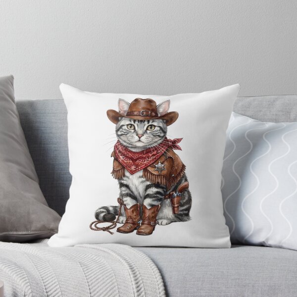 Item preview, Silver Tabby Cat Cowboy ver. - Cute Western Sheriff Art designed and sold by Minuet-Misha.