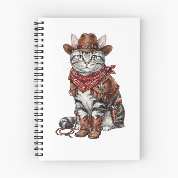 Item preview, Silver Tabby Cat Cowboy ver. - Cute Western Sheriff Art designed and sold by Minuet-Misha.