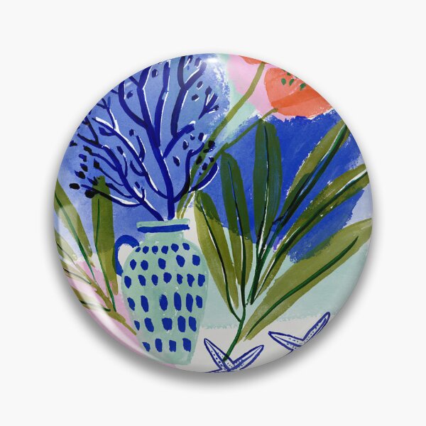 Item preview, Coastal Blue Vase Watercolor Pattern | Mediterranean Floral & Sea Life Illustration designed and sold by Ramona-Gliga.