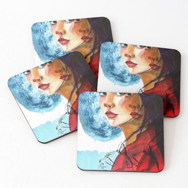 Item preview, Mystical Moon Woman Portrait watercolor Painting Style designed and sold by Mvicen.