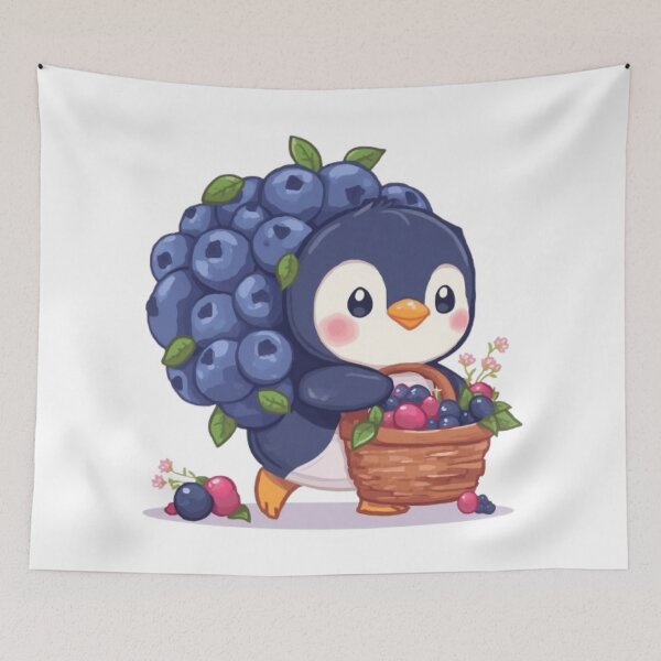 Item preview, Kawaii Blueberry Penguin | Cute Summer Fruit Sticker designed and sold by Stylestickers55.