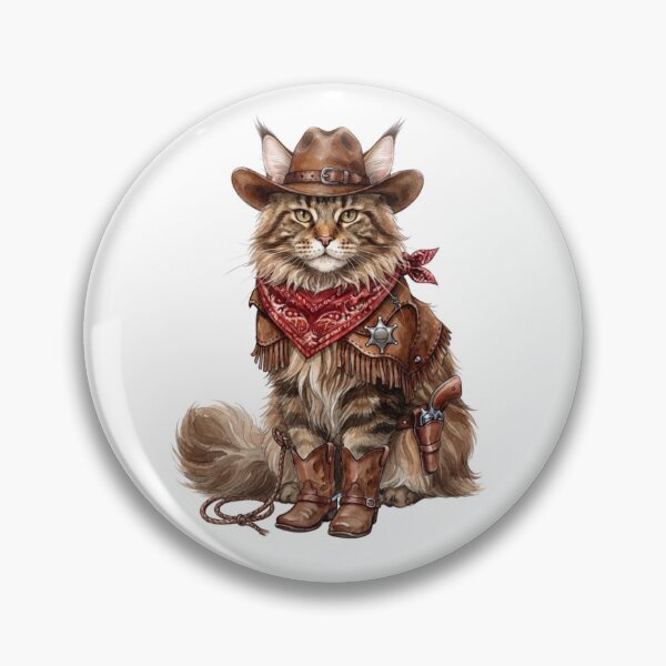Item preview, Maine Coon cat Cowboy ver. - Cute Western Sheriff Art designed and sold by Minuet-Misha.