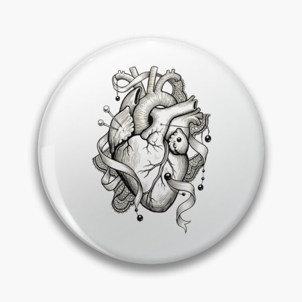 Item preview, Gothic Lace Anatomical Heart with Pins and Ribbons Art designed and sold by SipWithStyleArt.