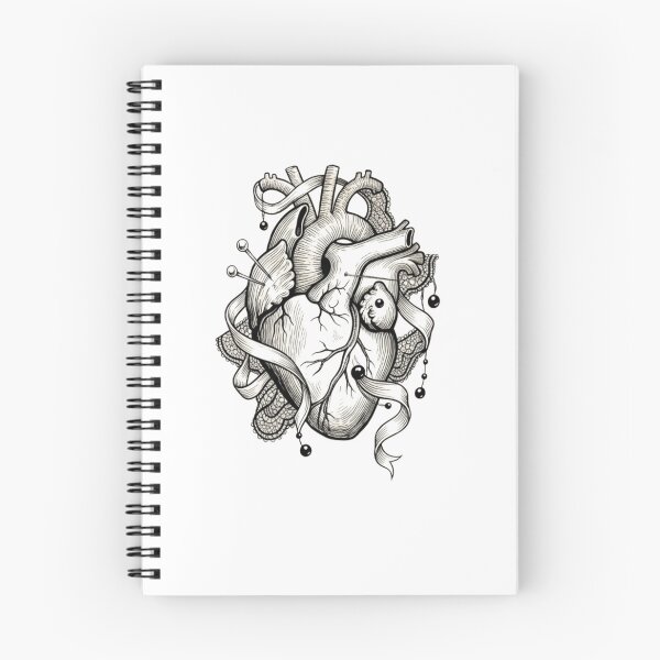 Item preview, Gothic Lace Anatomical Heart with Pins and Ribbons Art designed and sold by SipWithStyleArt.