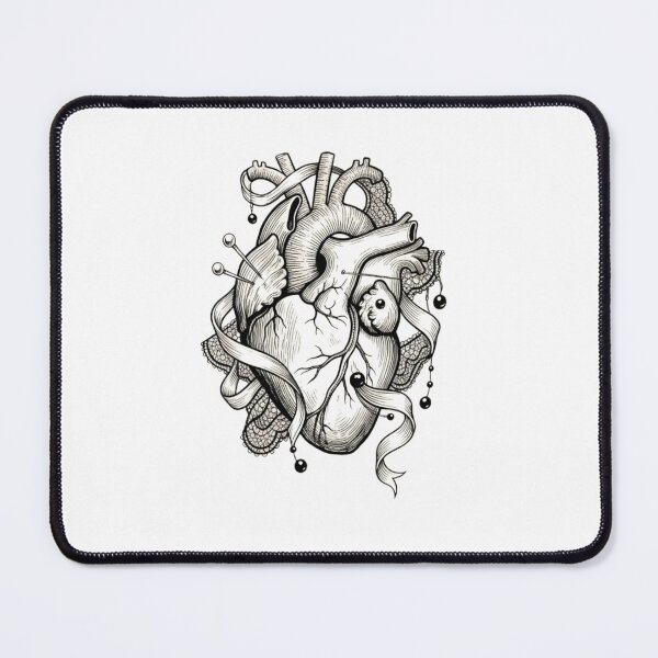 Item preview, Gothic Lace Anatomical Heart with Pins and Ribbons Art designed and sold by SipWithStyleArt.