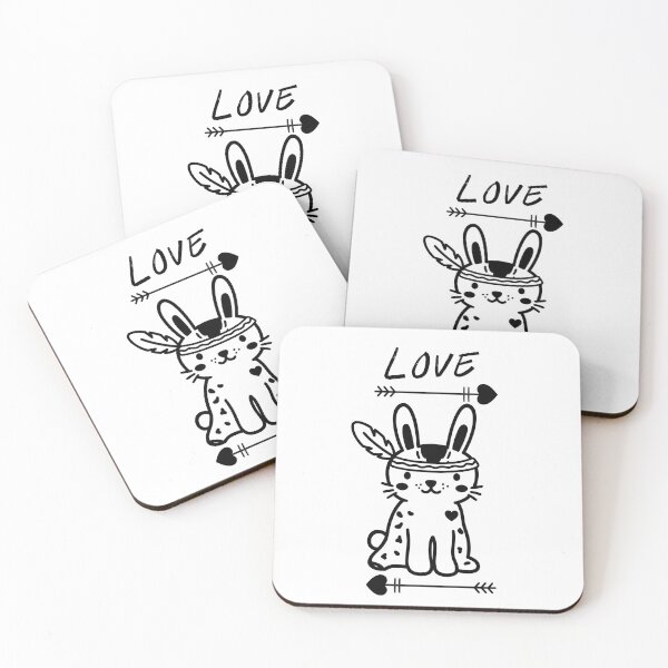 Item preview, Love Bunny Cute Boho Rabbit Line Art designed and sold by GentleChaosArt.