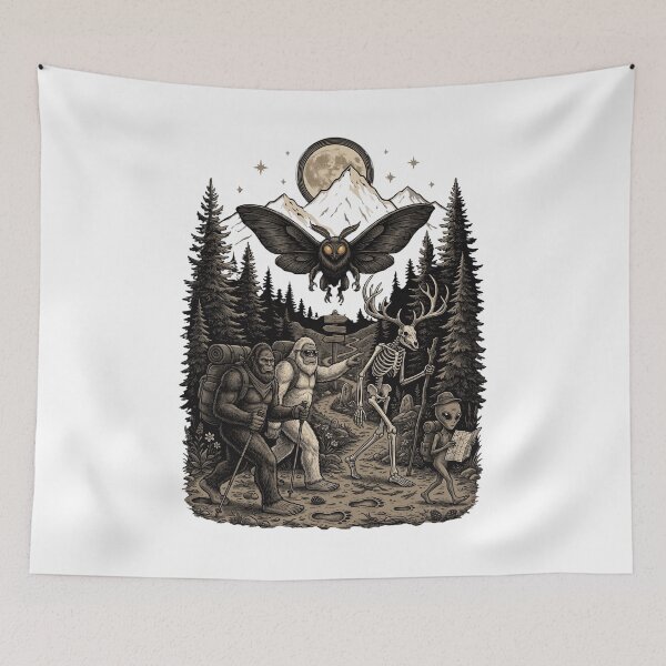 Item preview, Bigfoot Yeti Moonlit Mountain Trail Hike designed and sold by Roy & Tiffany.