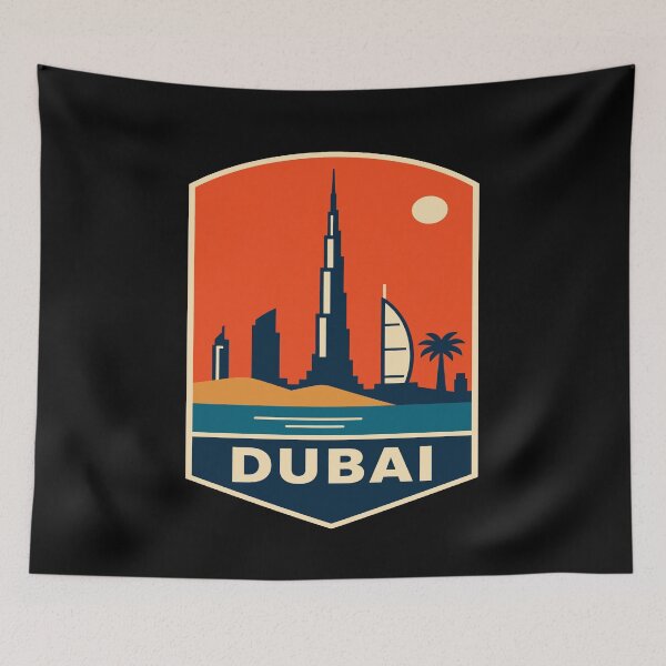 Item preview, Dubai Skyline Retro Travel Badge designed and sold by Lyfeinsights.