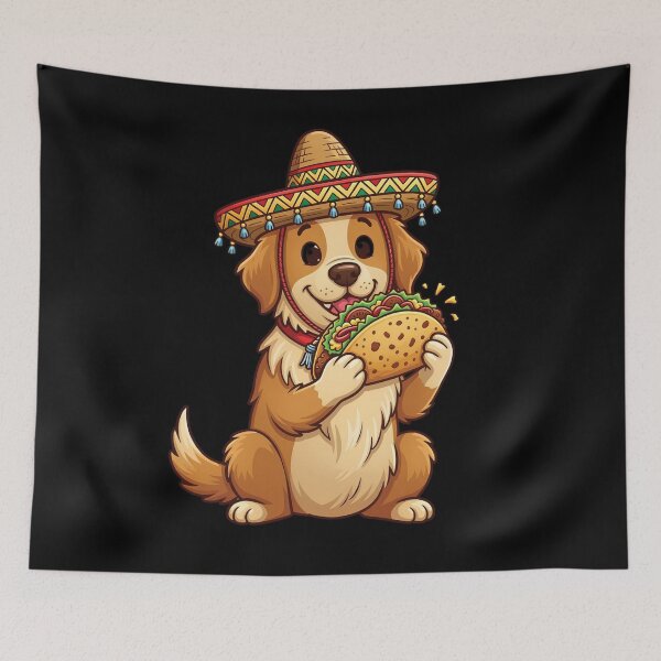 Item preview, Taco-Loving Golden Retriever | Cute Funny Dog Illustration designed and sold by delohill.