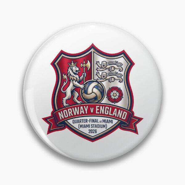 Item preview, Norway England Football Quarter Final Miami 2026 Crest designed and sold by Pride Emblem Prints.