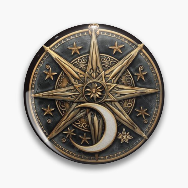 Item preview, Mystic Celestial Compass Waning Moon Talisman designed and sold by 63Hotpeppers.
