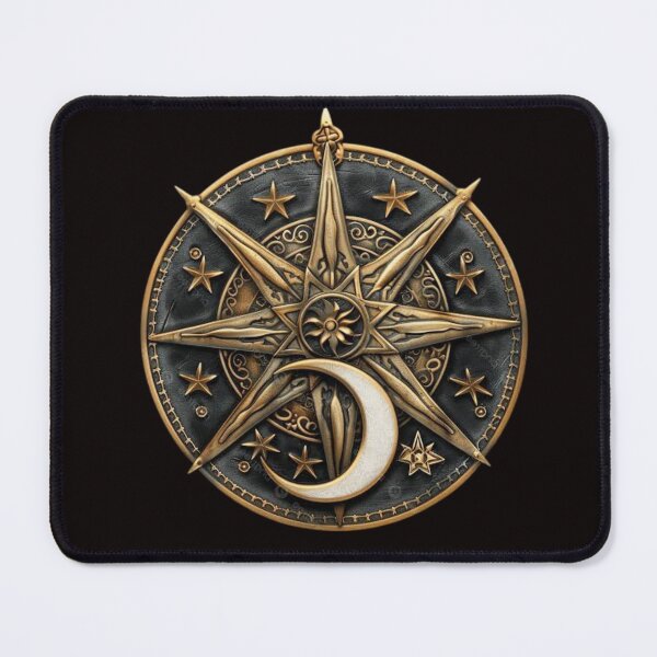 Item preview, Mystic Celestial Compass Waning Moon Talisman designed and sold by 63Hotpeppers.