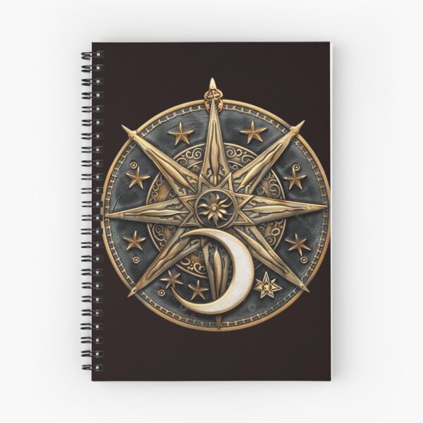 Item preview, Mystic Celestial Compass Waning Moon Talisman designed and sold by 63Hotpeppers.