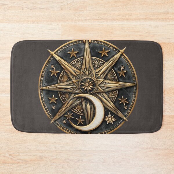 Item preview, Mystic Celestial Compass Waning Moon Talisman designed and sold by 63Hotpeppers.